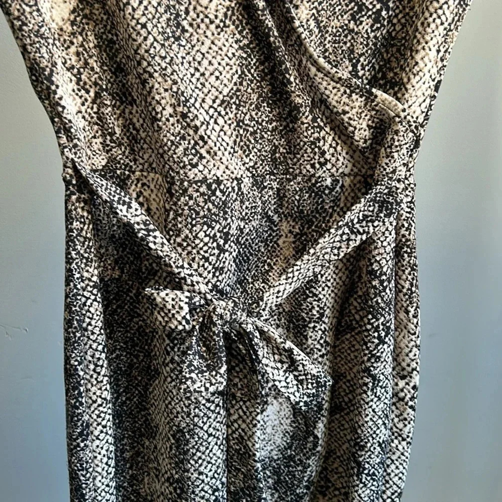 Rebel Sugar Wrap Dress Snakeskin | Snakeskin Print Dress | Wrap Dress | Tan - Picture 5 of 8